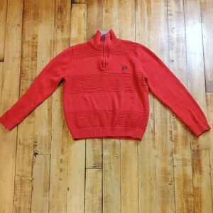 Chaps Sweater size 10 Red quarter zip Pull Over Cotton Christmas Holiday